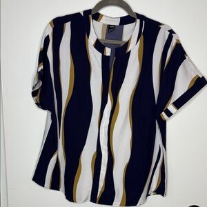 Women's Navy and Gold Blouse